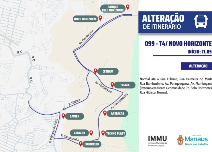 Prefeitura amplia itinerário da linha 099 em Manaus e conecta T4 ao Distrito Industrial 2